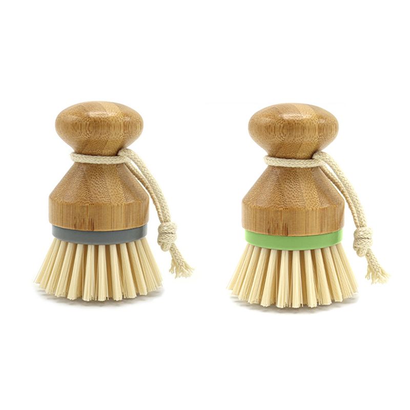 Dish Brush Bamboo - AC76-2 Pack Kitchen Cleaning Brush,Detachable Bamboo