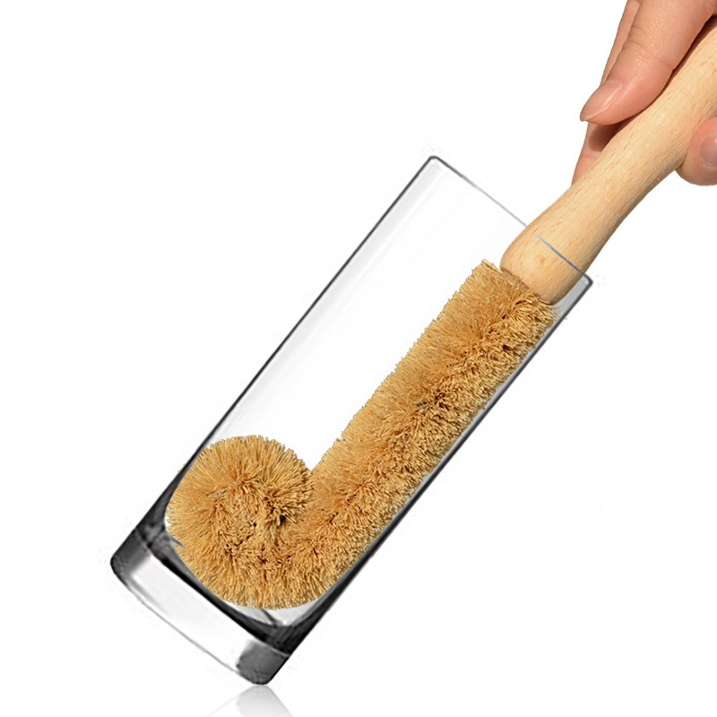 Dish Brush Bamboo - Kitchen Cleaning Brush Natural Coir Brush
