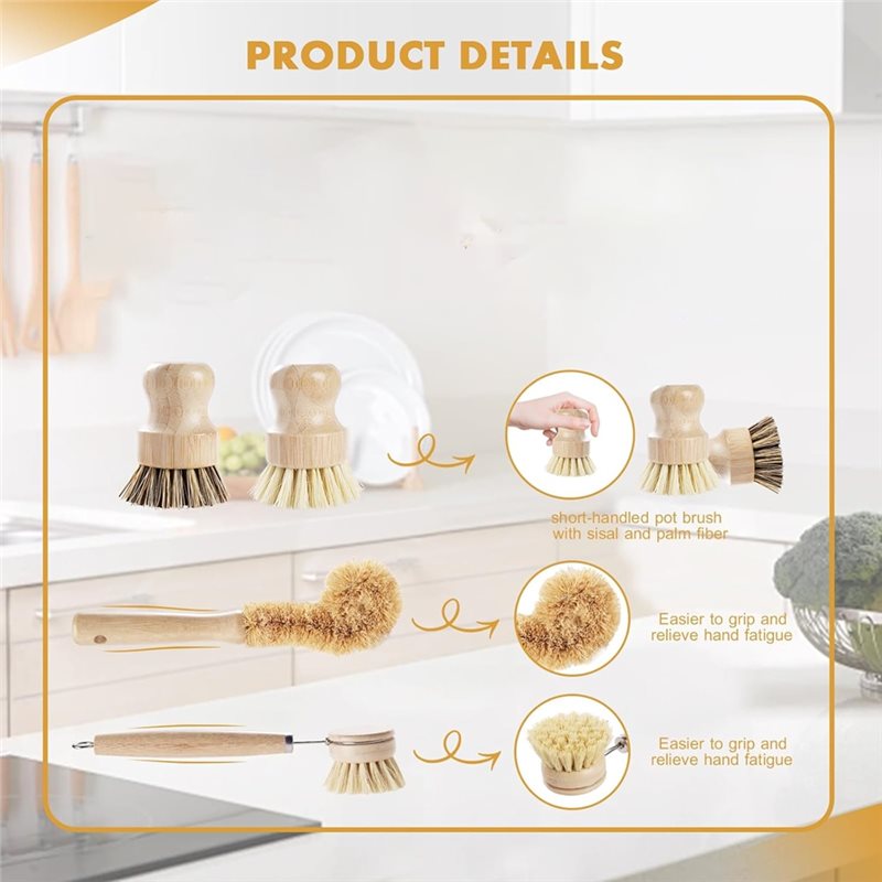ABNL Ergonomic Wooden Handles  - Dish Brush Bamboo review and price