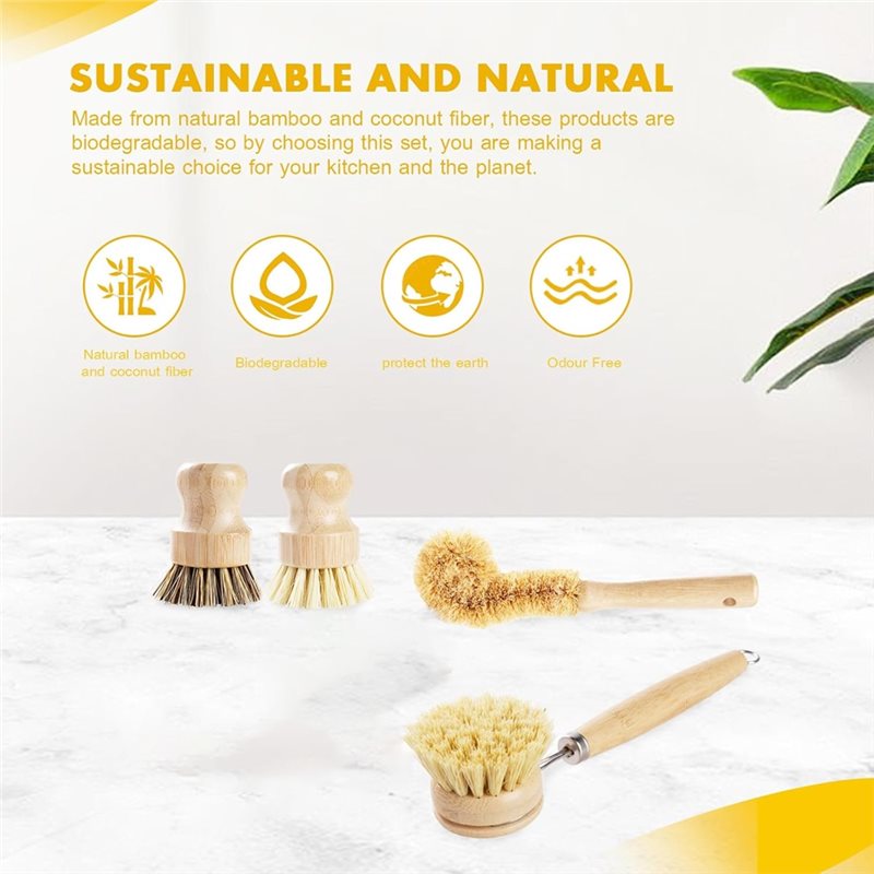 ABNL Ergonomic Wooden Handles  - Dish Brush Bamboo review and price